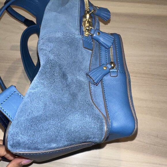 Anya Hindmarch Silver Cloud Blue Suede Mini Backpack - Picture 7 of 16